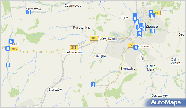 mapa Służejów, Służejów na mapie Targeo