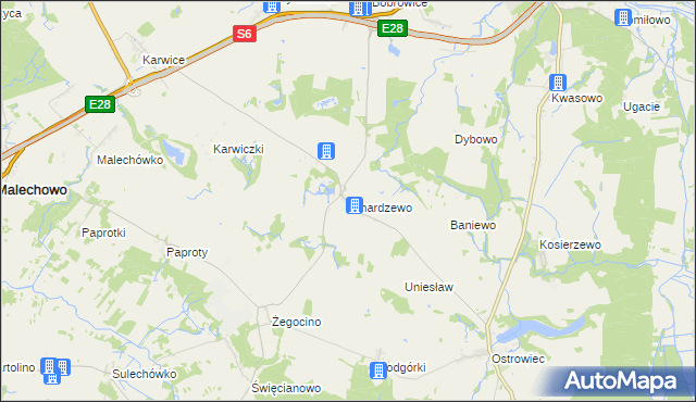 mapa Smardzewo gmina Sławno, Smardzewo gmina Sławno na mapie Targeo