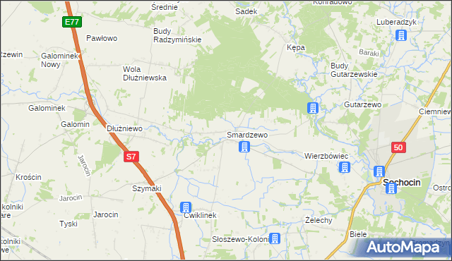 mapa Smardzewo gmina Sochocin, Smardzewo gmina Sochocin na mapie Targeo