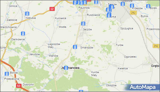 mapa Smardzów gmina Jerzmanowa, Smardzów gmina Jerzmanowa na mapie Targeo