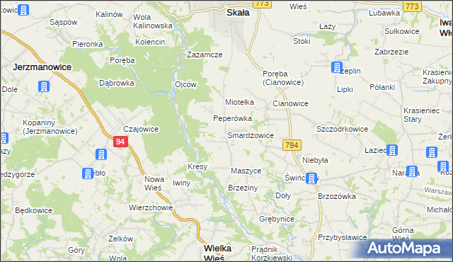 mapa Smardzowice, Smardzowice na mapie Targeo