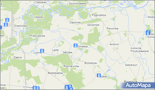 mapa Śmiełów, Śmiełów na mapie Targeo