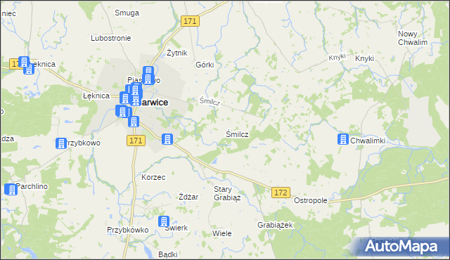 mapa Śmilcz, Śmilcz na mapie Targeo