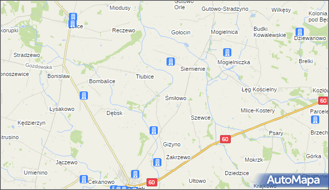 mapa Śmiłowo gmina Bielsk, Śmiłowo gmina Bielsk na mapie Targeo