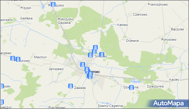mapa Śmiłowo gmina Poniec, Śmiłowo gmina Poniec na mapie Targeo