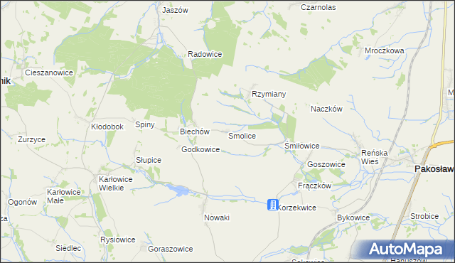 mapa Smolice gmina Pakosławice, Smolice gmina Pakosławice na mapie Targeo