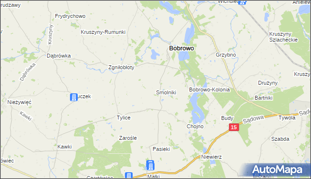 mapa Smolniki gmina Bobrowo, Smolniki gmina Bobrowo na mapie Targeo