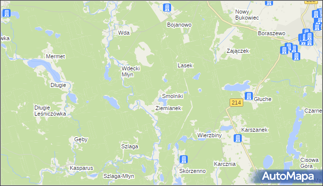 mapa Smolniki gmina Lubichowo, Smolniki gmina Lubichowo na mapie Targeo