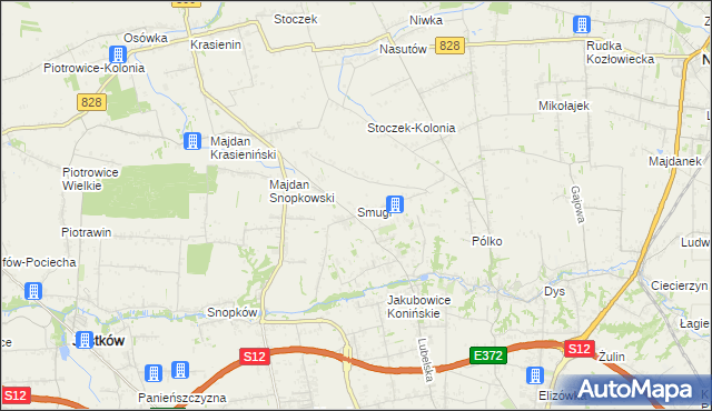 mapa Smugi gmina Jastków, Smugi gmina Jastków na mapie Targeo