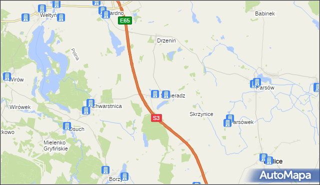 mapa Sobieradz gmina Gryfino, Sobieradz gmina Gryfino na mapie Targeo