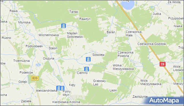 mapa Sobolew gmina Firlej, Sobolew gmina Firlej na mapie Targeo
