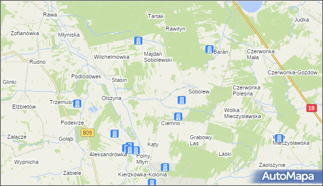 mapa Sobolew-Kolonia, Sobolew-Kolonia na mapie Targeo