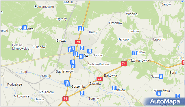 mapa Sobów, Sobów na mapie Targeo