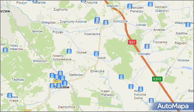 mapa Sokół gmina Sobolew, Sokół gmina Sobolew na mapie Targeo