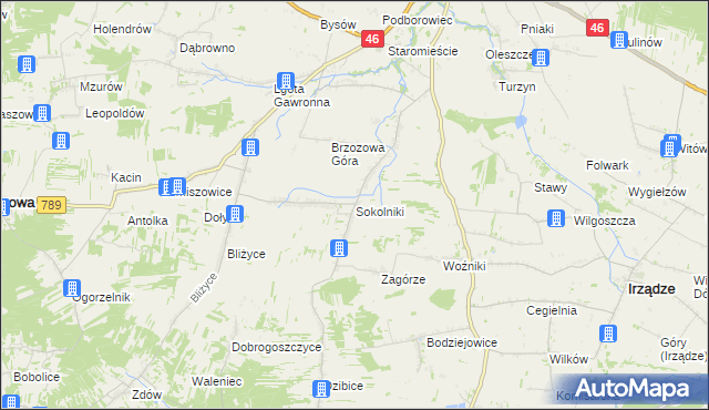 mapa Sokolniki gmina Niegowa, Sokolniki gmina Niegowa na mapie Targeo