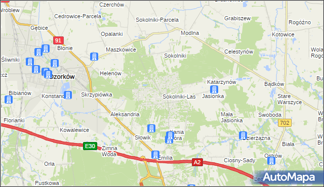 mapa Sokolniki-Las, Sokolniki-Las na mapie Targeo