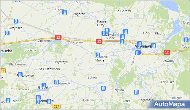 mapa Sokolniki Mokre, Sokolniki Mokre na mapie Targeo