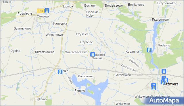 mapa Sokolniki Wielkie, Sokolniki Wielkie na mapie Targeo