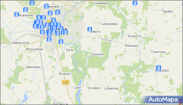 mapa Sokołów gmina Gryfice, Sokołów gmina Gryfice na mapie Targeo