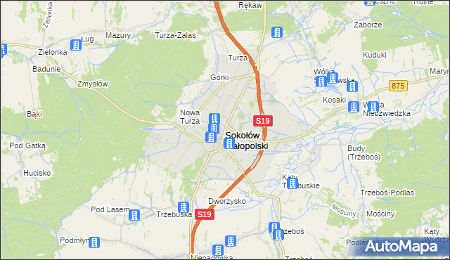 mapa Sokołów Małopolski, Sokołów Małopolski na mapie Targeo