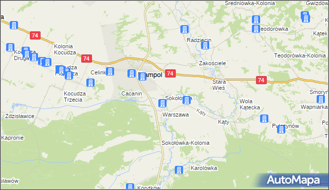 mapa Sokołówka gmina Frampol, Sokołówka gmina Frampol na mapie Targeo