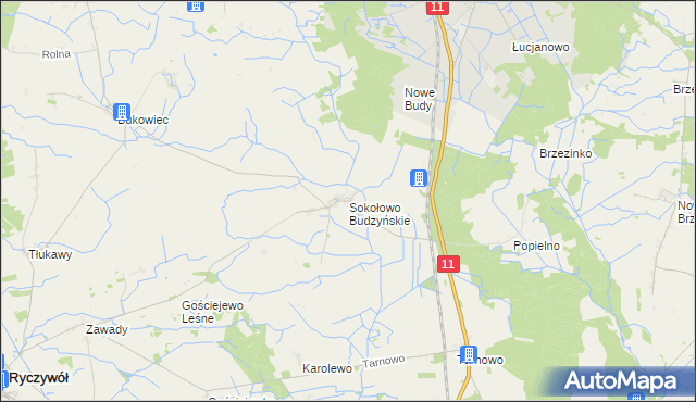 mapa Sokołowo Budzyńskie, Sokołowo Budzyńskie na mapie Targeo