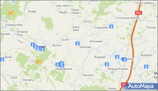 mapa Sokołowo gmina Czerwin, Sokołowo gmina Czerwin na mapie Targeo