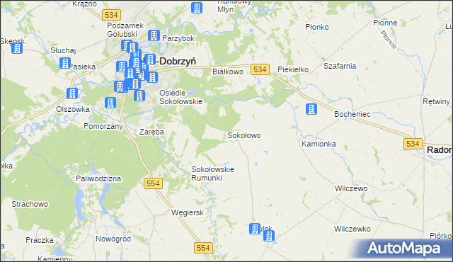 mapa Sokołowo gmina Golub-Dobrzyń, Sokołowo gmina Golub-Dobrzyń na mapie Targeo