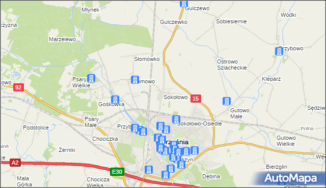 mapa Sokołowo gmina Września, Sokołowo gmina Września na mapie Targeo