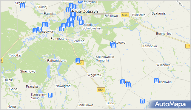 mapa Sokołowskie Rumunki, Sokołowskie Rumunki na mapie Targeo