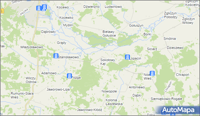 mapa Sokołowy Kąt, Sokołowy Kąt na mapie Targeo