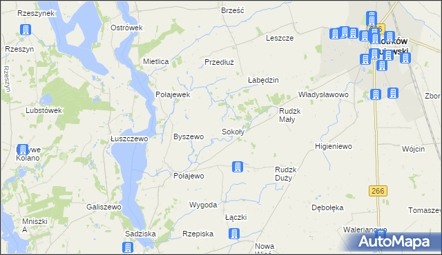 mapa Sokoły gmina Piotrków Kujawski, Sokoły gmina Piotrków Kujawski na mapie Targeo