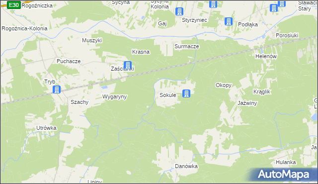 mapa Sokule gmina Drelów, Sokule gmina Drelów na mapie Targeo