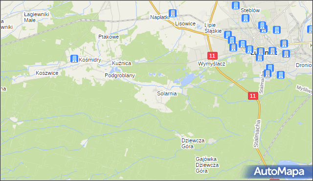 mapa Solarnia gmina Pawonków, Solarnia gmina Pawonków na mapie Targeo