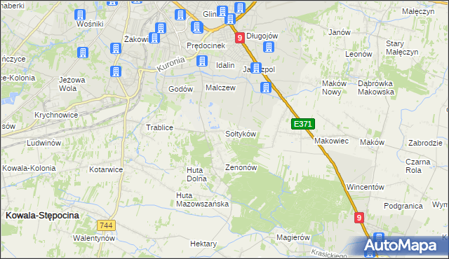 mapa Sołtyków gmina Skaryszew, Sołtyków gmina Skaryszew na mapie Targeo