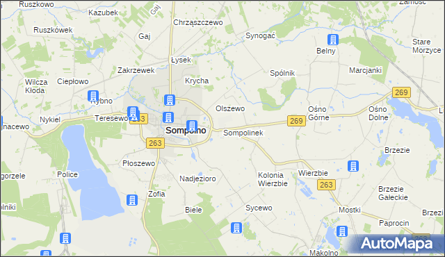 mapa Sompolinek, Sompolinek na mapie Targeo