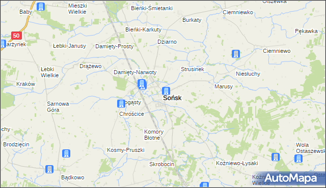 mapa Sońsk, Sońsk na mapie Targeo