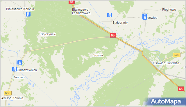 mapa Sośnia, Sośnia na mapie Targeo