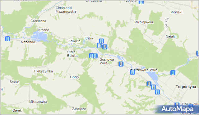 mapa Sosnowa Wola gmina Dzierzkowice, Sosnowa Wola gmina Dzierzkowice na mapie Targeo