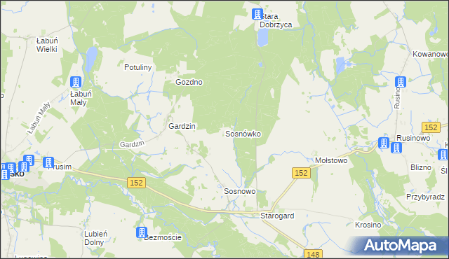 mapa Sosnówko gmina Resko, Sosnówko gmina Resko na mapie Targeo