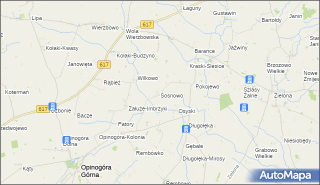 mapa Sosnowo gmina Opinogóra Górna, Sosnowo gmina Opinogóra Górna na mapie Targeo