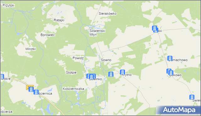 mapa Sowno gmina Sianów, Sowno gmina Sianów na mapie Targeo