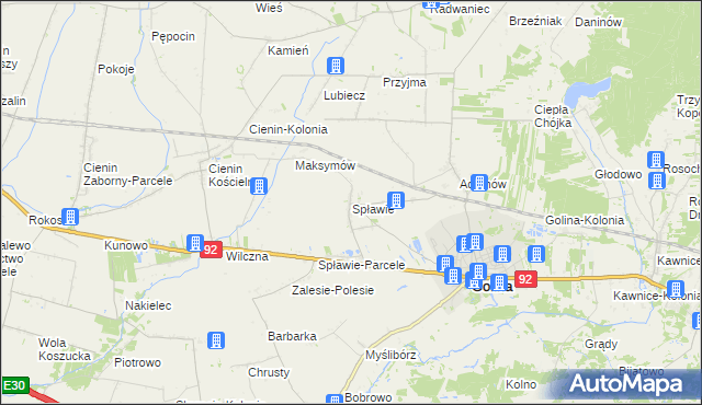 mapa Spławie gmina Golina, Spławie gmina Golina na mapie Targeo