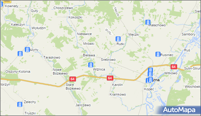 mapa Srebrowo, Srebrowo na mapie Targeo