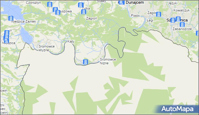 mapa Sromowce Niżne, Sromowce Niżne na mapie Targeo