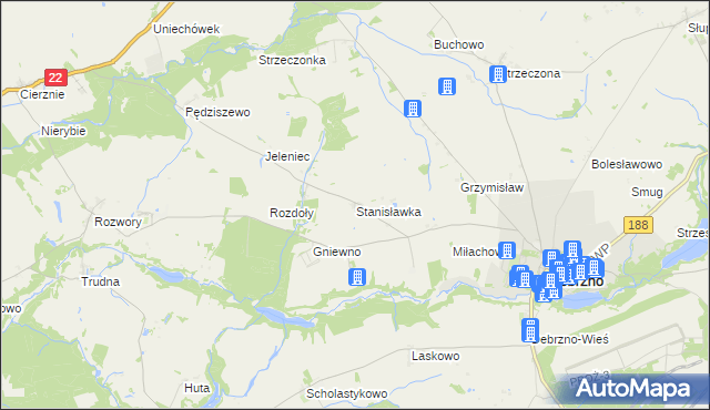 mapa Stanisławka gmina Debrzno, Stanisławka gmina Debrzno na mapie Targeo