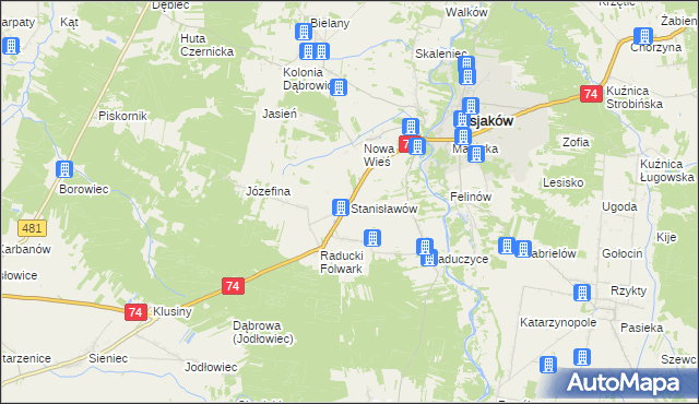 mapa Stanisławów gmina Osjaków, Stanisławów gmina Osjaków na mapie Targeo