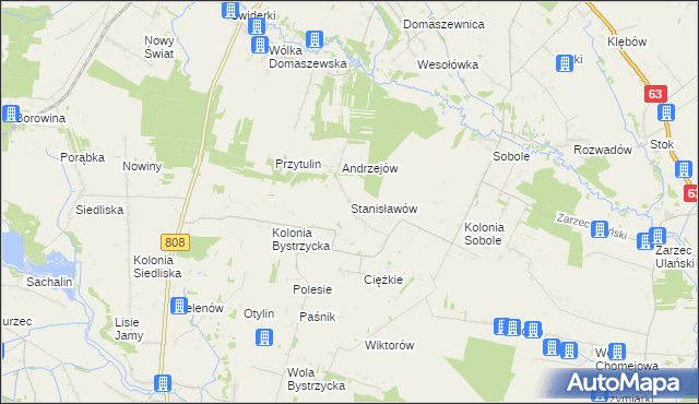 mapa Stanisławów gmina Ulan-Majorat, Stanisławów gmina Ulan-Majorat na mapie Targeo