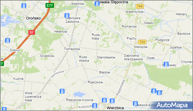 mapa Stanisławów gmina Wierzbica, Stanisławów gmina Wierzbica na mapie Targeo