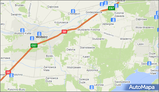 mapa Stanisławów gmina Wolbórz, Stanisławów gmina Wolbórz na mapie Targeo